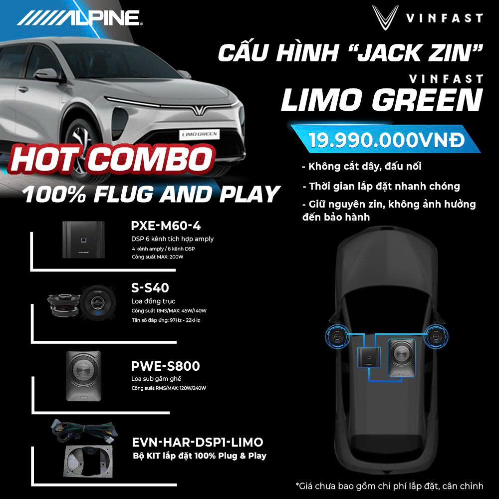 GIẢI PHÁP ÂM THANH “CẮM JACK ZIN 100%” CHO VINFAST LIMO GREEN